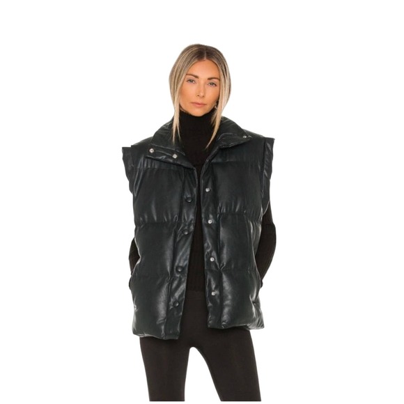 BLANKNYC Jackets & Blazers - Blank NYC green Quilted Puffer Vest vegan leather womens Size XS